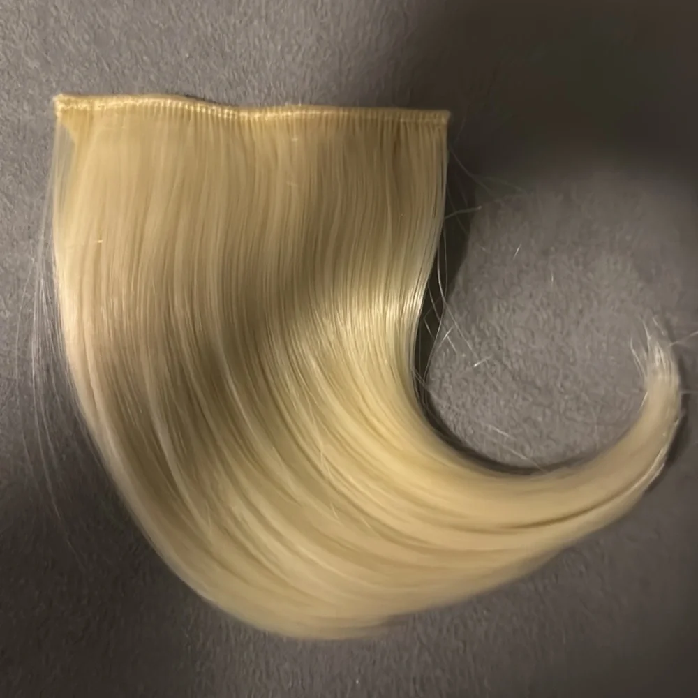 Clip On Hair Blonde Fluff or Bangs C-Shape Hair 2 Clips 1 Piece Lightest Blonde